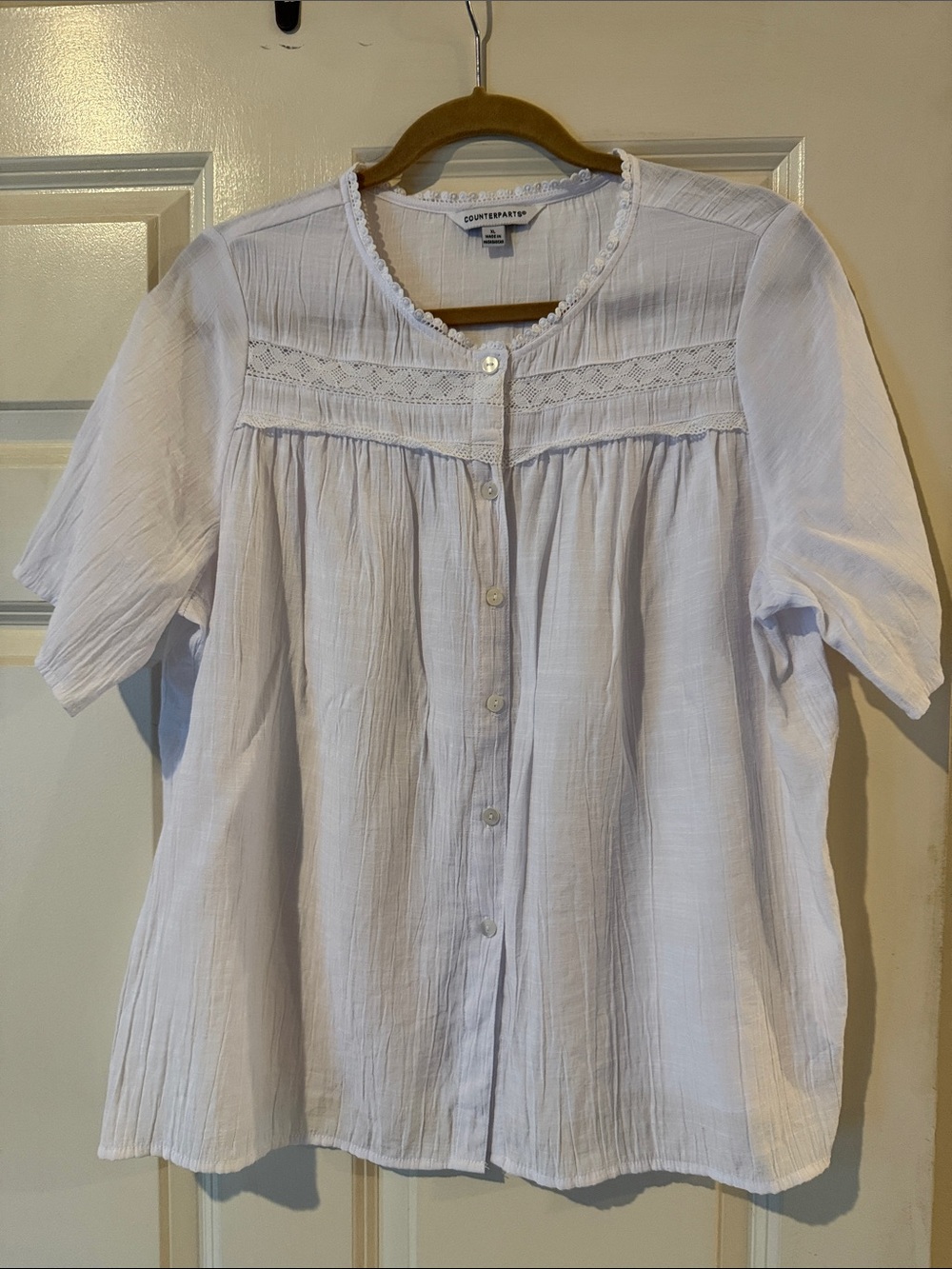 Counterparts  White Button-Front Peasant Blouse